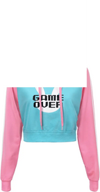 Women'S Bunnywatch Cosplay Gaming Casual Regular Fit Long Sleeve Drawstring Cropped Hoodie Sweater Pink - SS69