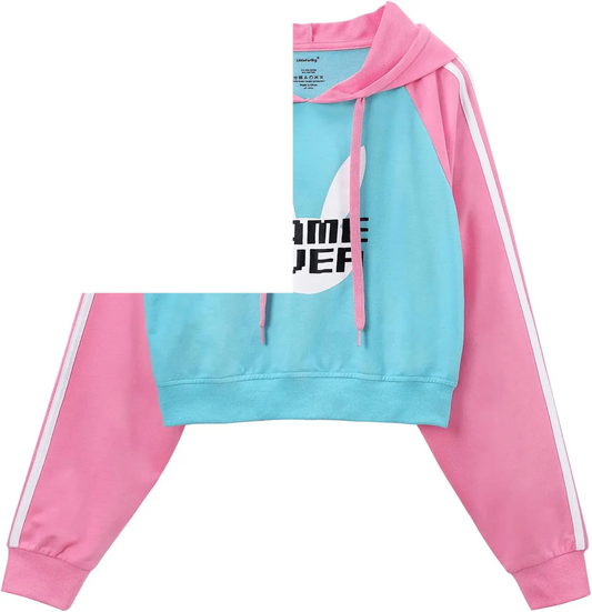 Women'S Bunnywatch Cosplay Gaming Casual Regular Fit Long Sleeve Drawstring Cropped Hoodie Sweater Pink - SS69