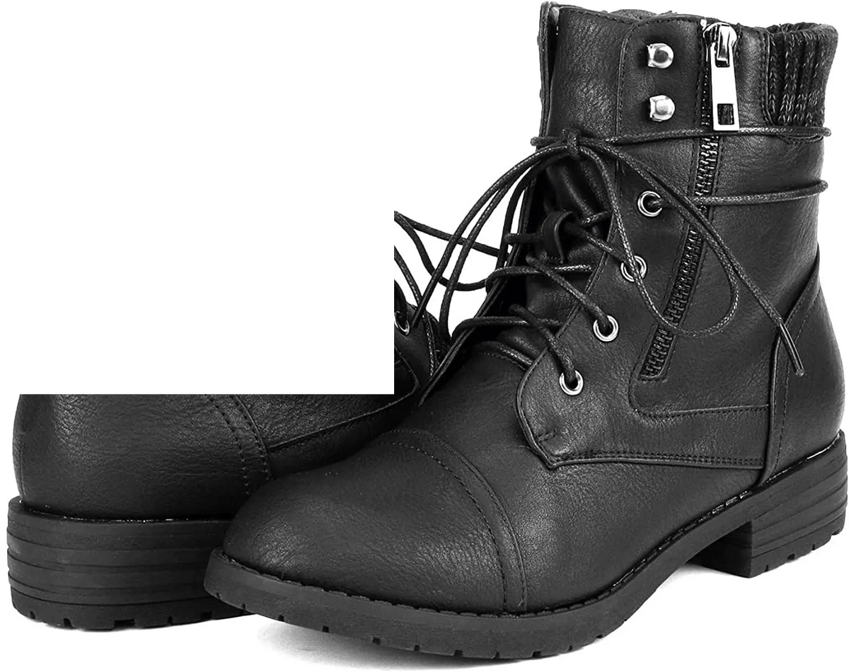 Women'S Lace up Combat Boots Ankle Booties - SS69