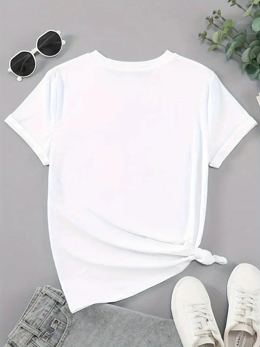 Women's Casual Graphic Tee - Squid & GAME Design, Gray Short Sleeve Crew Neck T-Shirt with Pink Geometric Print, Summer Casual Attire, Polyester Blend, Machine Washable SS69