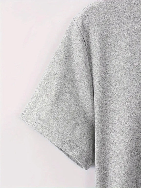 Women's Casual Graphic Tee - Squid & GAME Design, Gray Short Sleeve Crew Neck T-Shirt with Pink Geometric Print, Summer Casual Attire, Polyester Blend, Machine Washable SS69