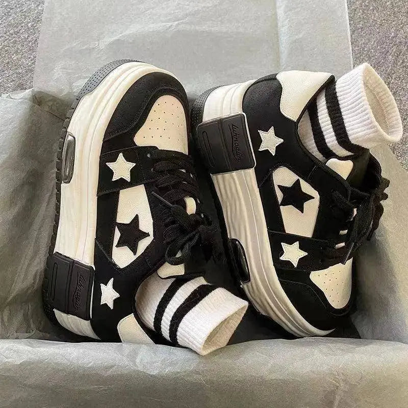 Women's Casual Platform Sneakers Star Skateboard Trainers Mix Colors Running Sport Shoes Tennis Shoes Outdoor Walking Sneakers - SS69