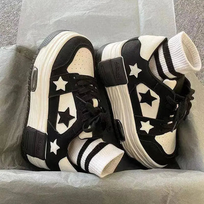 Women's Casual Platform Sneakers Star Skateboard Trainers Mix Colors Running Sport Shoes Tennis Shoes Outdoor Walking Sneakers - SS69