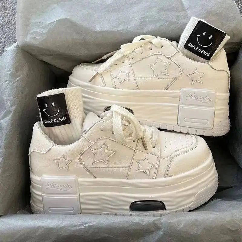Women's Casual Platform Sneakers Star Skateboard Trainers Mix Colors Running Sport Shoes Tennis Shoes Outdoor Walking Sneakers - SS69
