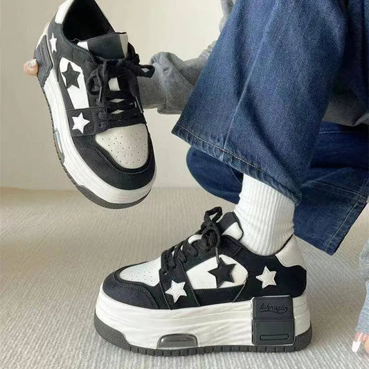Women's Casual Platform Sneakers Star Skateboard Trainers Mix Colors Running Sport Shoes Tennis Shoes Outdoor Walking Sneakers - SS69