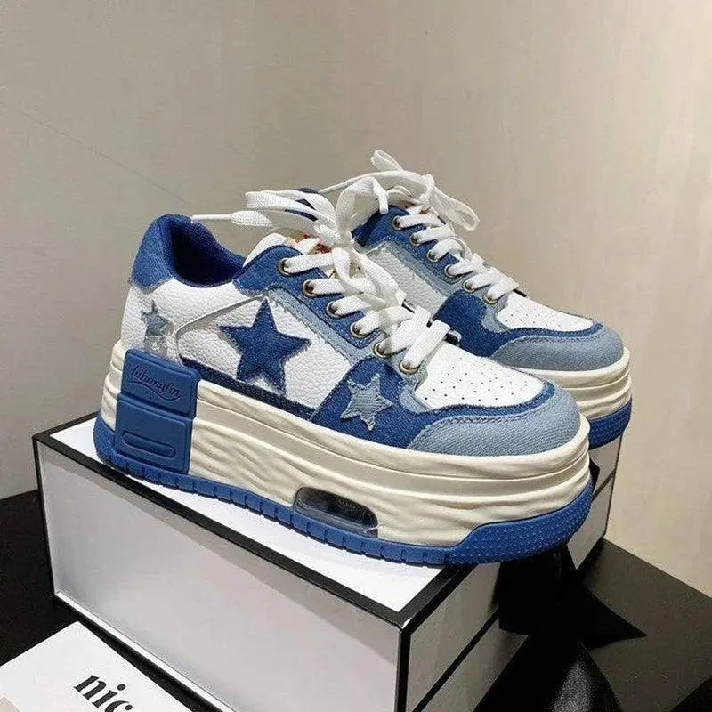 Women's Casual Platform Sneakers Star Skateboard Trainers Mix Colors Running Sport Shoes Tennis Shoes Outdoor Walking Sneakers - SS69