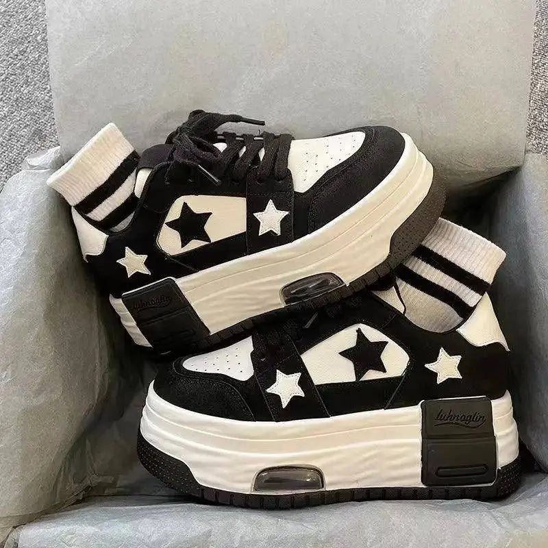 Women's Casual Platform Sneakers Star Skateboard Trainers Mix Colors Running Sport Shoes Tennis Shoes Outdoor Walking Sneakers - SS69
