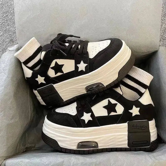 Women's Casual Platform Sneakers Star Skateboard Trainers Mix Colors Running Sport Shoes Tennis Shoes Outdoor Walking Sneakers - SS69