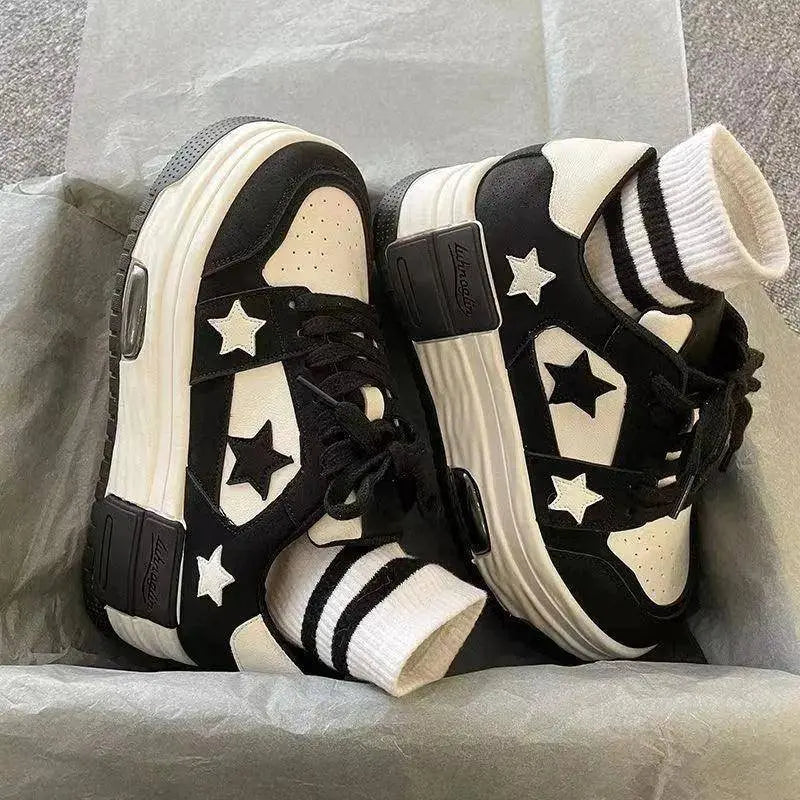 Women's Casual Platform Sneakers Star Skateboard Trainers Mix Colors Running Sport Shoes Tennis Shoes Outdoor Walking Sneakers - SS69