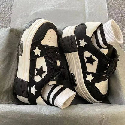 Women's Casual Platform Sneakers Star Skateboard Trainers Mix Colors Running Sport Shoes Tennis Shoes Outdoor Walking Sneakers - SS69