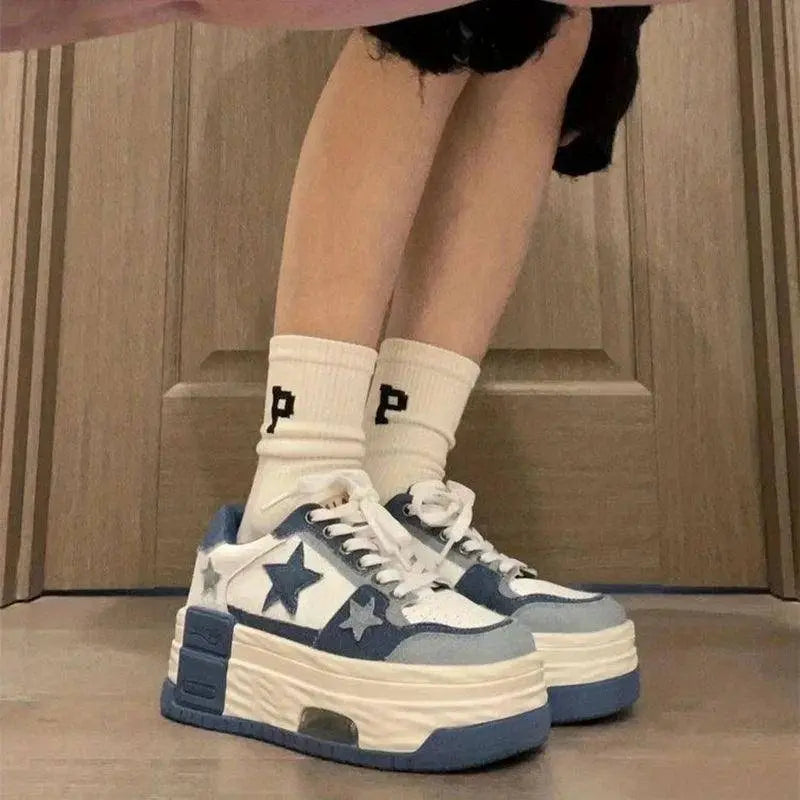 Women's Casual Platform Sneakers Star Skateboard Trainers Mix Colors Running Sport Shoes Tennis Shoes Outdoor Walking Sneakers - SS69