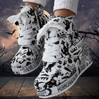 Women's Halloween Theme Boots, Lace Up Platform Lace Up Walking Shoes, High-top Wedge Winter Boots SS69