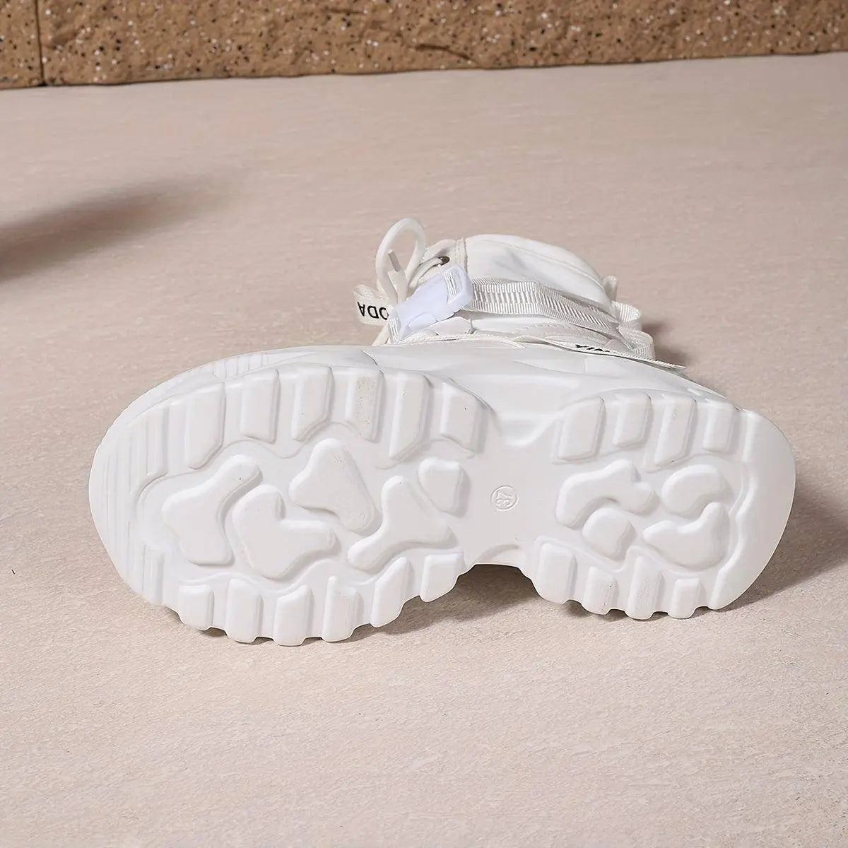 Women's High-Top Sneakers - Fashionable Lace-Up Platform Boots with Thick Sole, Versatile All-Season Footwear - SS69