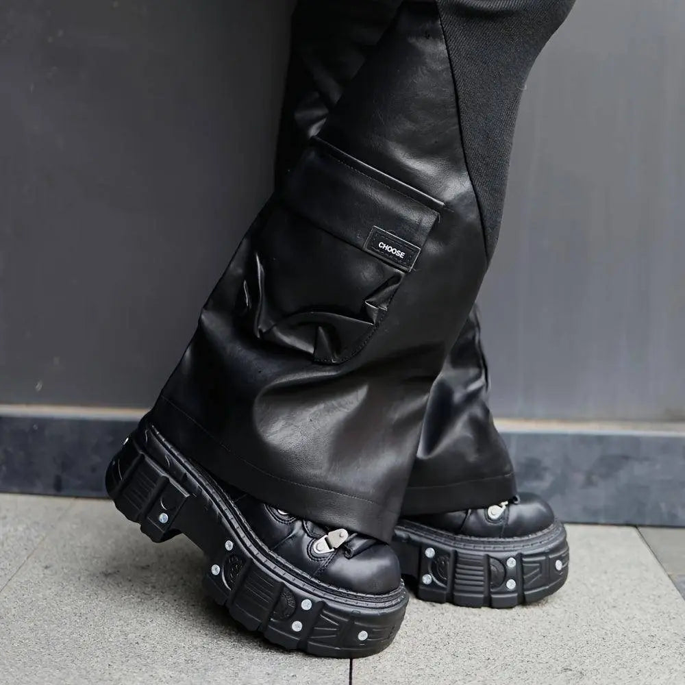 Women's Punk Combat Sneakers, Platform Metallic Decor Rock Casual Shoes, Black Gothic Y2K Boots, High Platform Thick Sole Flat Sneakers, Cross Tied Rivets Flats SS69