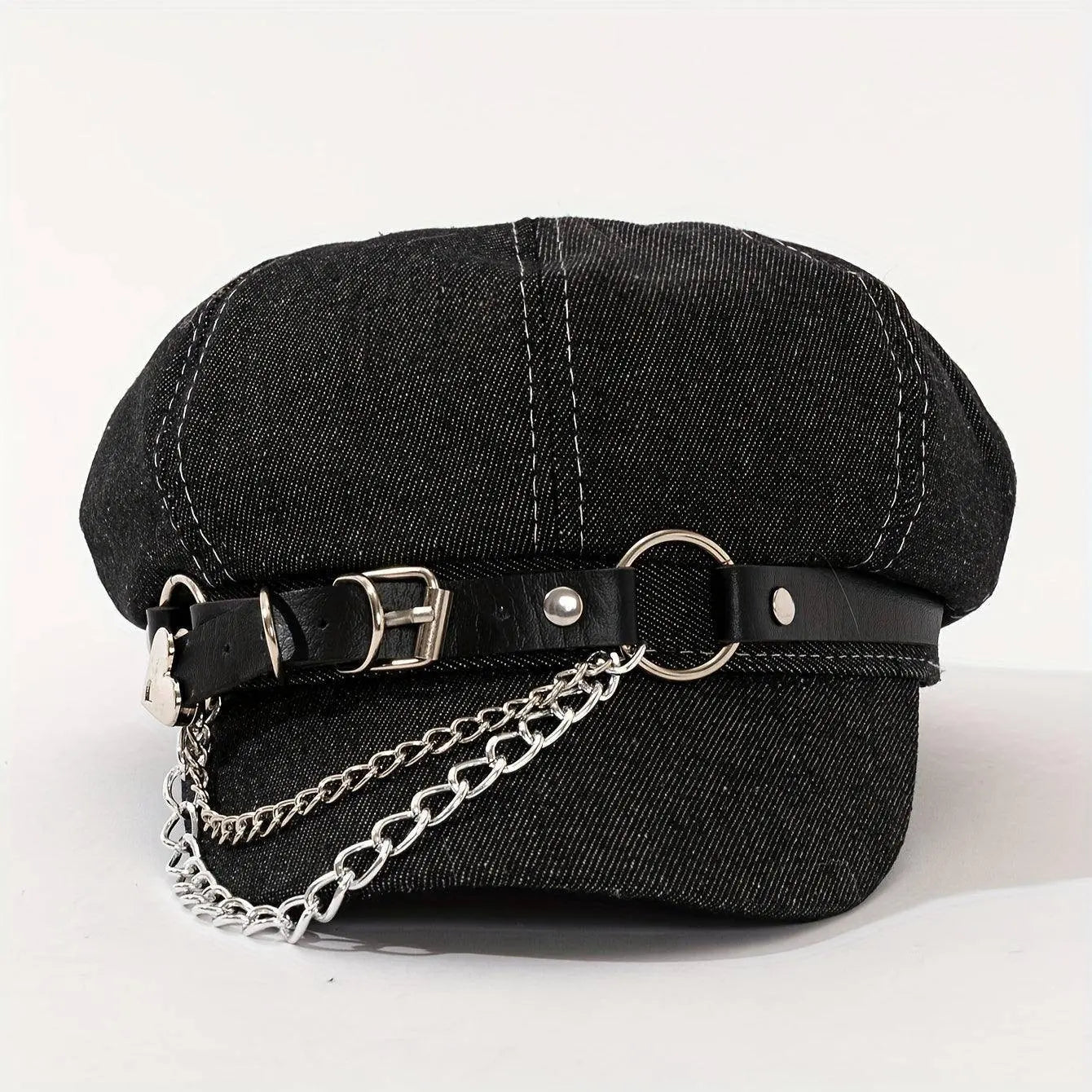 Women's Punk Hip-Hop Y2K Style Baseball Cap with Metal Chain Link SS69