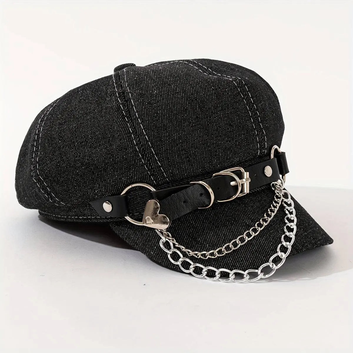Women's Punk Hip-Hop Y2K Style Baseball Cap with Metal Chain Link SS69