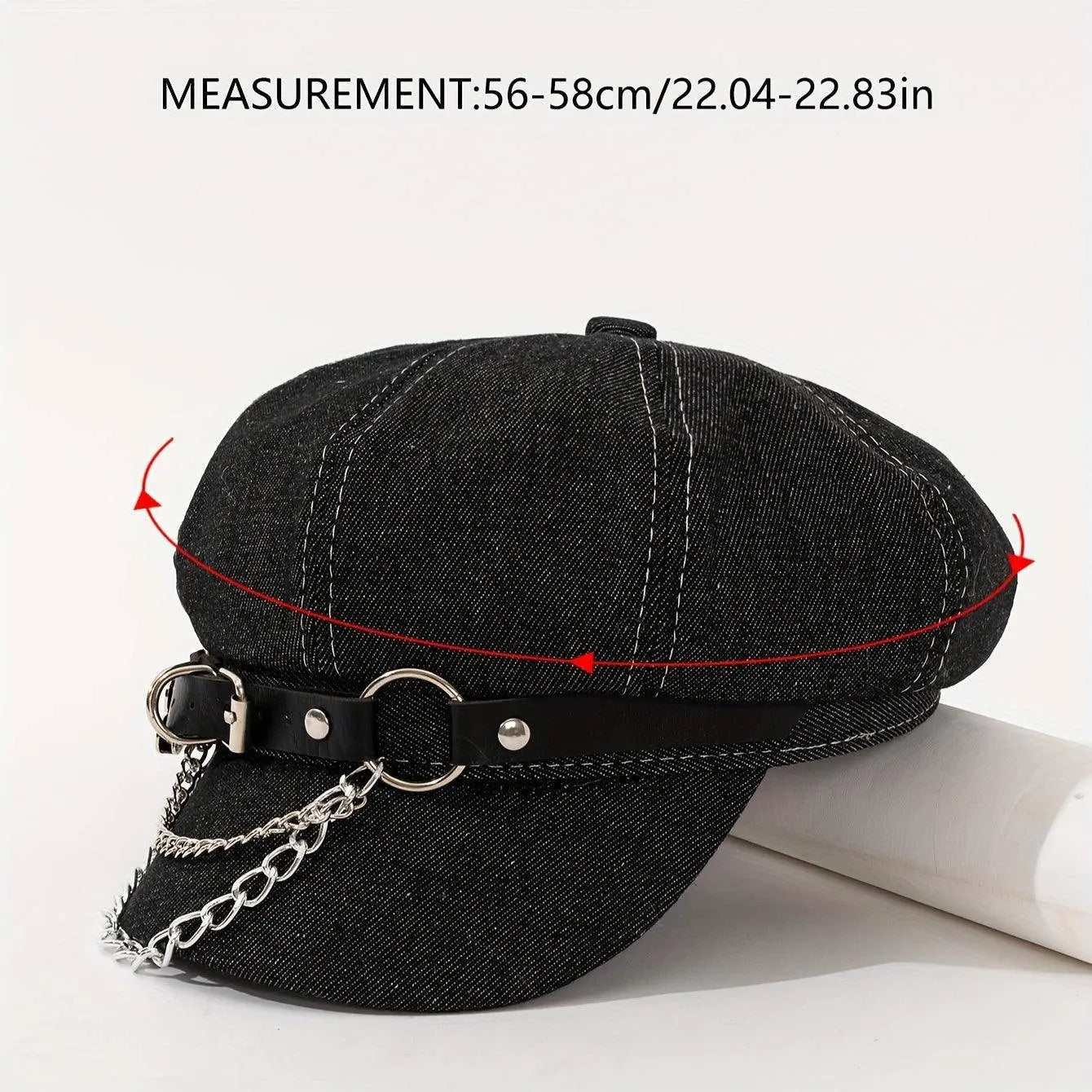 Women's Punk Hip-Hop Y2K Style Baseball Cap with Metal Chain Link SS69