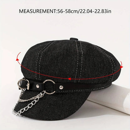 Women's Punk Hip-Hop Y2K Style Baseball Cap with Metal Chain Link SS69
