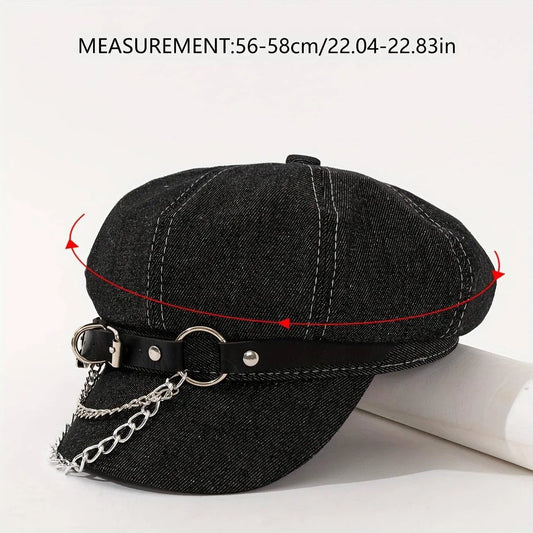 Women's Punk Hip-Hop Y2K Style Baseball Cap with Metal Chain Link SS69