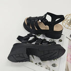 Women's Solid Color Chunky Heel Sandals, Fashion Open Toe Summer Shoes, Comfortable Buckle Strap Sandals SS69