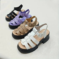 Women's Solid Color Chunky Heel Sandals, Fashion Open Toe Summer Shoes, Comfortable Buckle Strap Sandals SS69