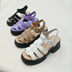 Women's Solid Color Chunky Heel Sandals, Fashion Open Toe Summer Shoes, Comfortable Buckle Strap Sandals SS69