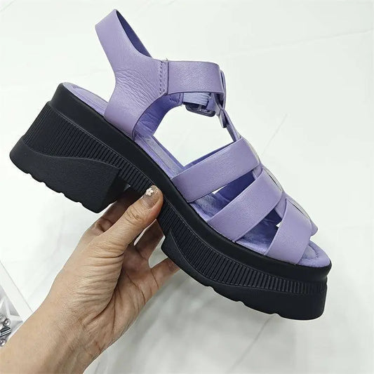 Women's Solid Color Chunky Heel Sandals, Fashion Open Toe Summer Shoes, Comfortable Buckle Strap Sandals SS69