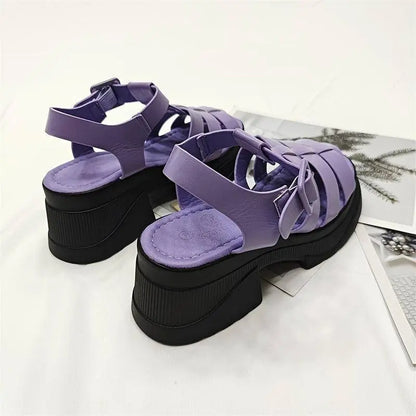 Women's Solid Color Chunky Heel Sandals, Fashion Open Toe Summer Shoes, Comfortable Buckle Strap Sandals SS69