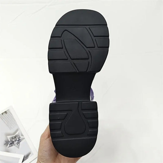 Women's Solid Color Chunky Heel Sandals, Fashion Open Toe Summer Shoes, Comfortable Buckle Strap Sandals SS69