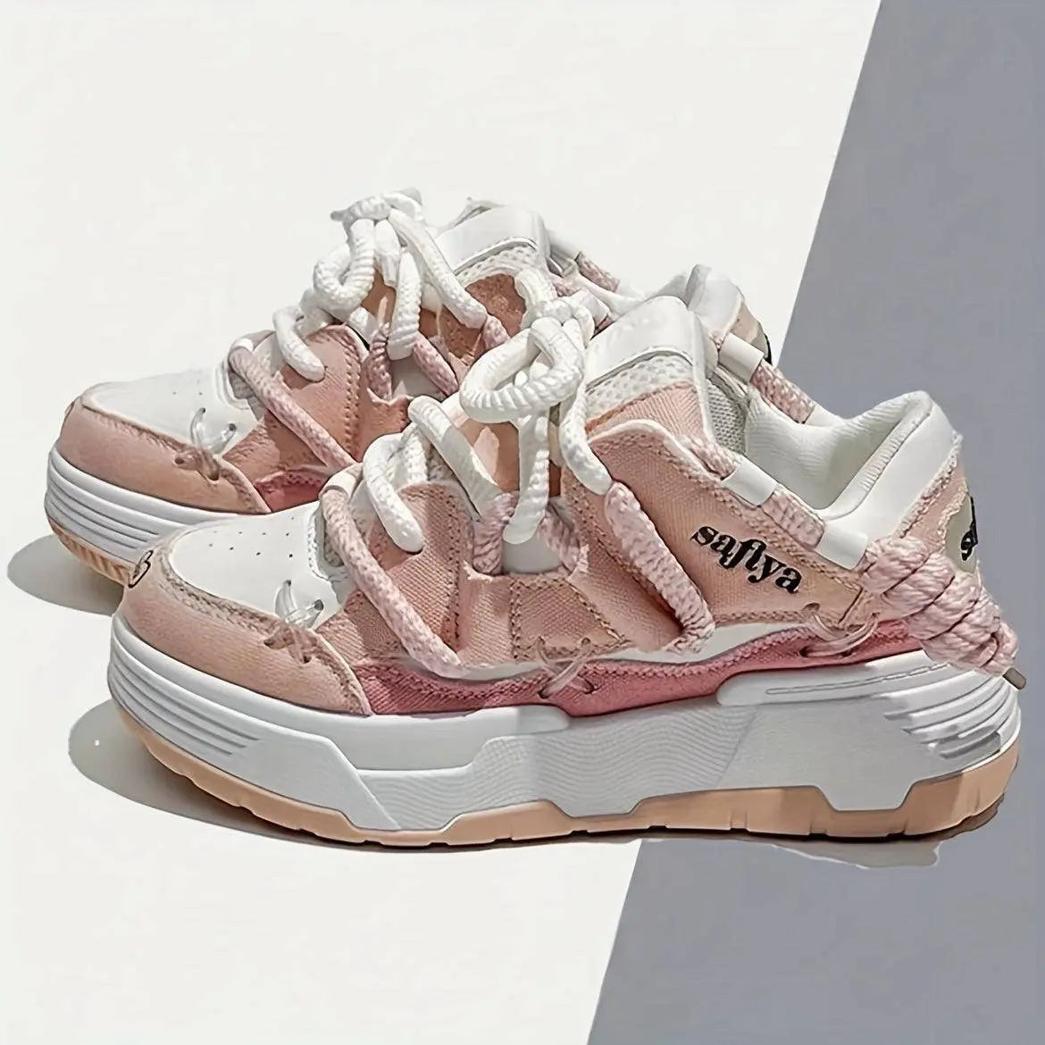 Women's Stylish Platform Skate Shoes, Niche Design Colorblock Heightening Sneakers, Personality Preppy Student Shoes - SS69