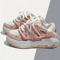 Women's Stylish Platform Skate Shoes, Niche Design Colorblock Heightening Sneakers, Personality Preppy Student Shoes - SS69