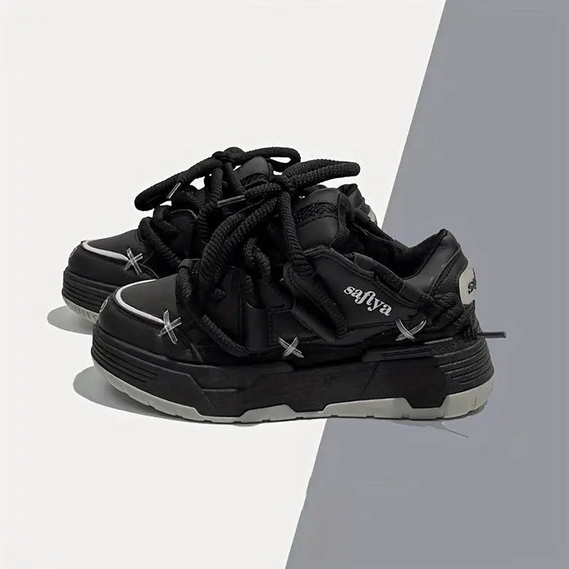 Women's Stylish Platform Skate Shoes, Niche Design Colorblock Heightening Sneakers, Personality Preppy Student Shoes - SS69