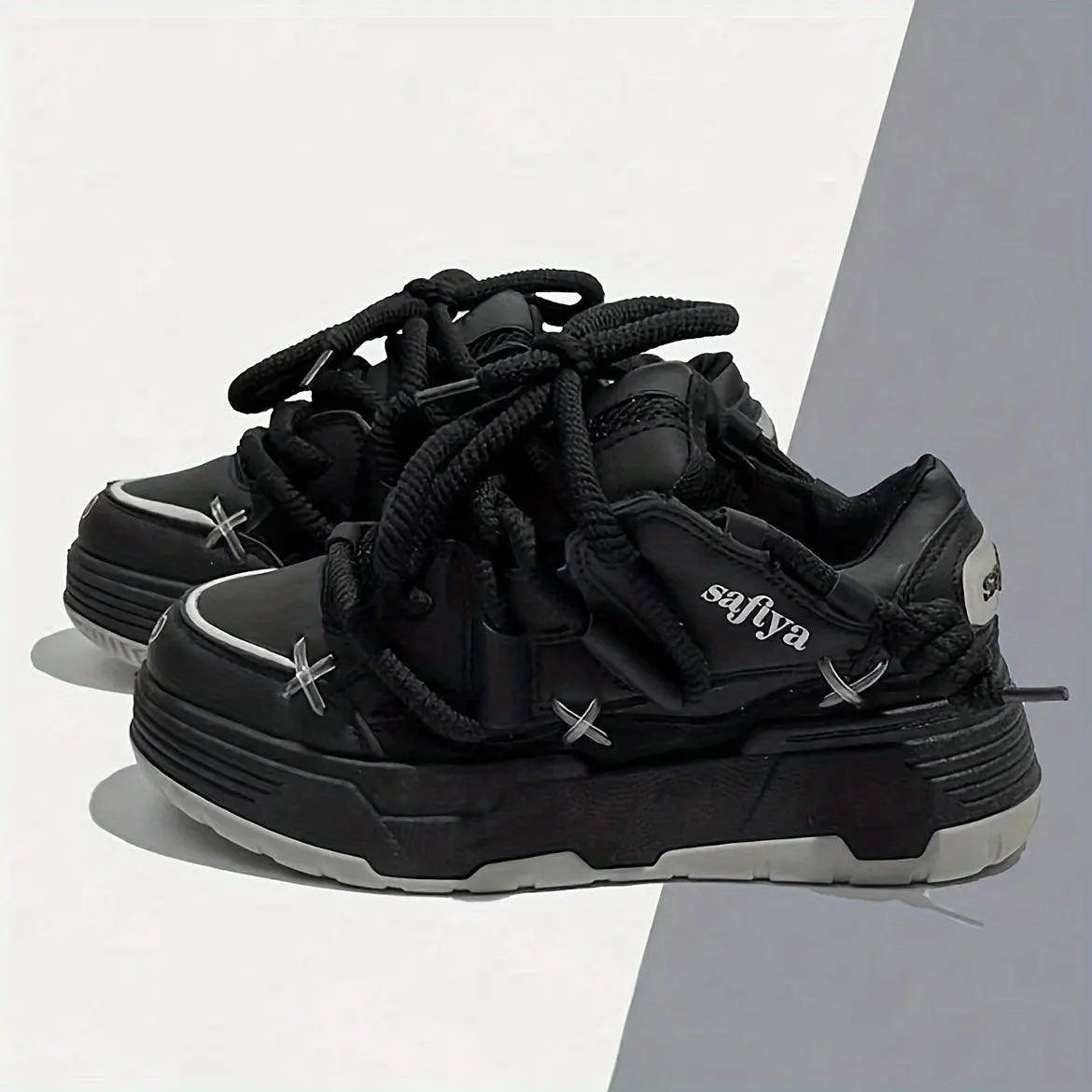 Women's Stylish Platform Skate Shoes, Niche Design Colorblock Heightening Sneakers, Personality Preppy Student Shoes - SS69