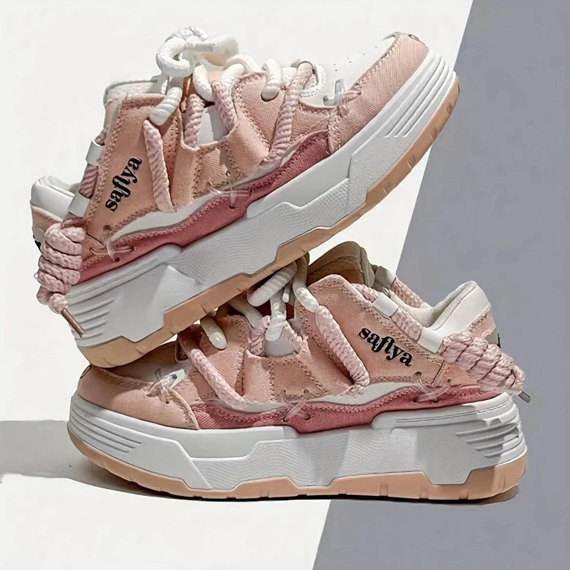 Women's Stylish Platform Skate Shoes, Niche Design Colorblock Heightening Sneakers, Personality Preppy Student Shoes - SS69