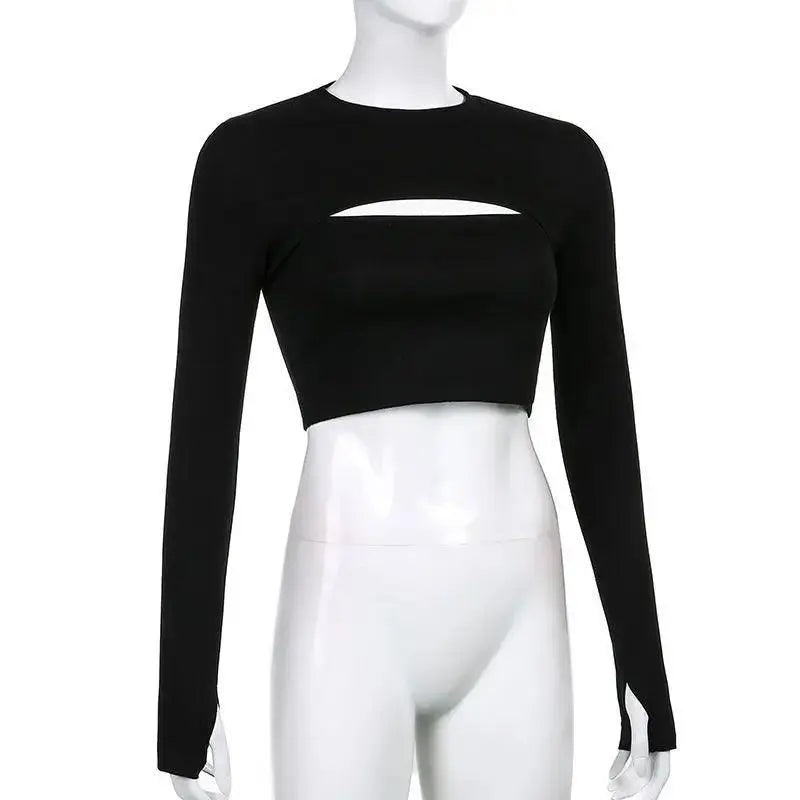 Women's T Shirt O-Neck Slim Fit Sexy Long Sleeve T-shirt Female Tees Shirt Femme Woman Crop Tops 2025 Spring New Korean Clothing SS69