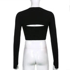 Women's T Shirt O-Neck Slim Fit Sexy Long Sleeve T-shirt Female Tees Shirt Femme Woman Crop Tops 2025 Spring New Korean Clothing SS69
