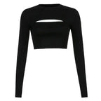 Women's T Shirt O-Neck Slim Fit Sexy Long Sleeve T-shirt Female Tees Shirt Femme Woman Crop Tops 2025 Spring New Korean Clothing SS69
