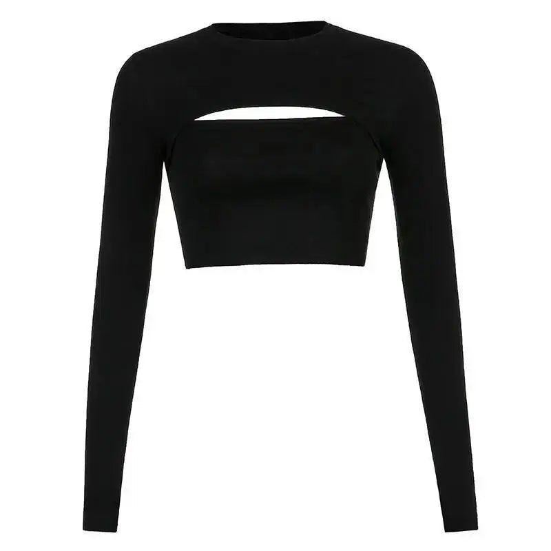 Women's T Shirt O-Neck Slim Fit Sexy Long Sleeve T-shirt Female Tees Shirt Femme Woman Crop Tops 2025 Spring New Korean Clothing SS69