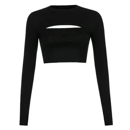 Women's T Shirt O-Neck Slim Fit Sexy Long Sleeve T-shirt Female Tees Shirt Femme Woman Crop Tops 2025 Spring New Korean Clothing SS69