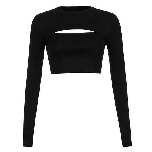 Women's T Shirt O-Neck Slim Fit Sexy Long Sleeve T-shirt Female Tees Shirt Femme Woman Crop Tops 2025 Spring New Korean Clothing SS69