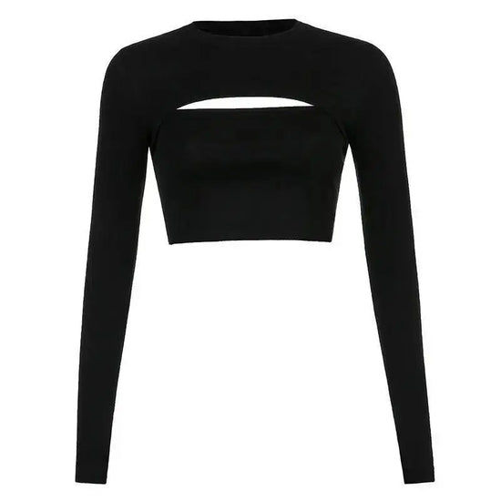 Women's T Shirt O-Neck Slim Fit Sexy Long Sleeve T-shirt Female Tees Shirt Femme Woman Crop Tops 2025 Spring New Korean Clothing SS69