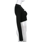 Women's T Shirt O-Neck Slim Fit Sexy Long Sleeve T-shirt Female Tees Shirt Femme Woman Crop Tops 2025 Spring New Korean Clothing SS69