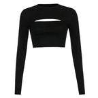 Women's T Shirt O-Neck Slim Fit Sexy Long Sleeve T-shirt Female Tees Shirt Femme Woman Crop Tops 2025 Spring New Korean Clothing SS69