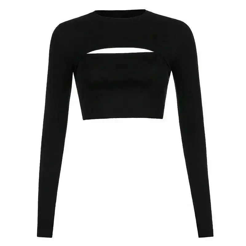 Women's T Shirt O-Neck Slim Fit Sexy Long Sleeve T-shirt Female Tees Shirt Femme Woman Crop Tops 2025 Spring New Korean Clothing SS69