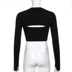 Women's T Shirt O-Neck Slim Fit Sexy Long Sleeve T-shirt Female Tees Shirt Femme Woman Crop Tops 2025 Spring New Korean Clothing SS69
