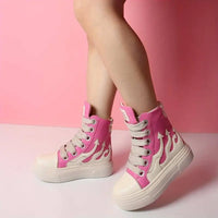 Women's Y2K Platform Ankle Boots, Round Toe Soft Sole Sneakers, Lace-Up Shoes, Fashion Designer Goth Punk Booties SS69