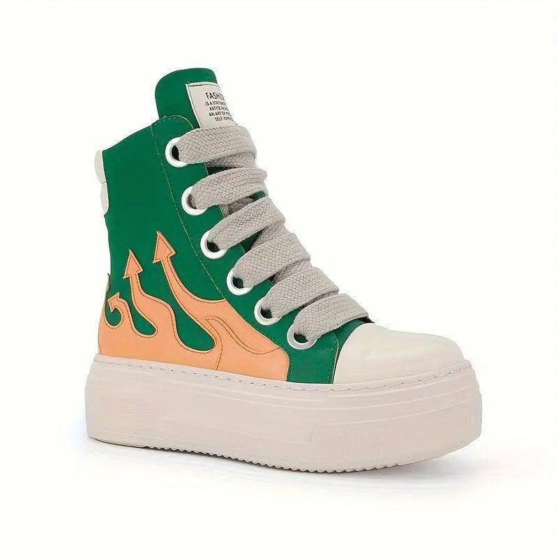 Women's Y2K Platform Ankle Boots, Round Toe Soft Sole Sneakers, Lace-Up Shoes, Fashion Designer Goth Punk Booties SS69