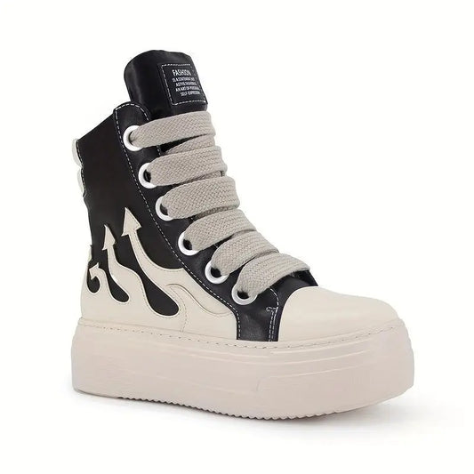 Women's Y2K Platform Ankle Boots, Round Toe Soft Sole Sneakers, Lace-Up Shoes, Fashion Designer Goth Punk Booties SS69