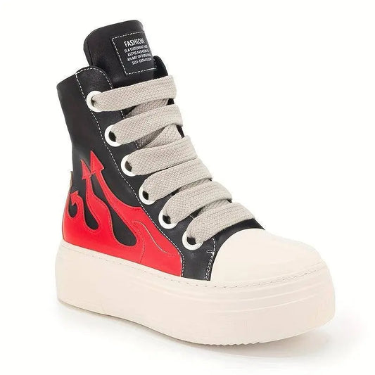 Women's Y2K Platform Ankle Boots, Round Toe Soft Sole Sneakers, Lace-Up Shoes, Fashion Designer Goth Punk Booties SS69