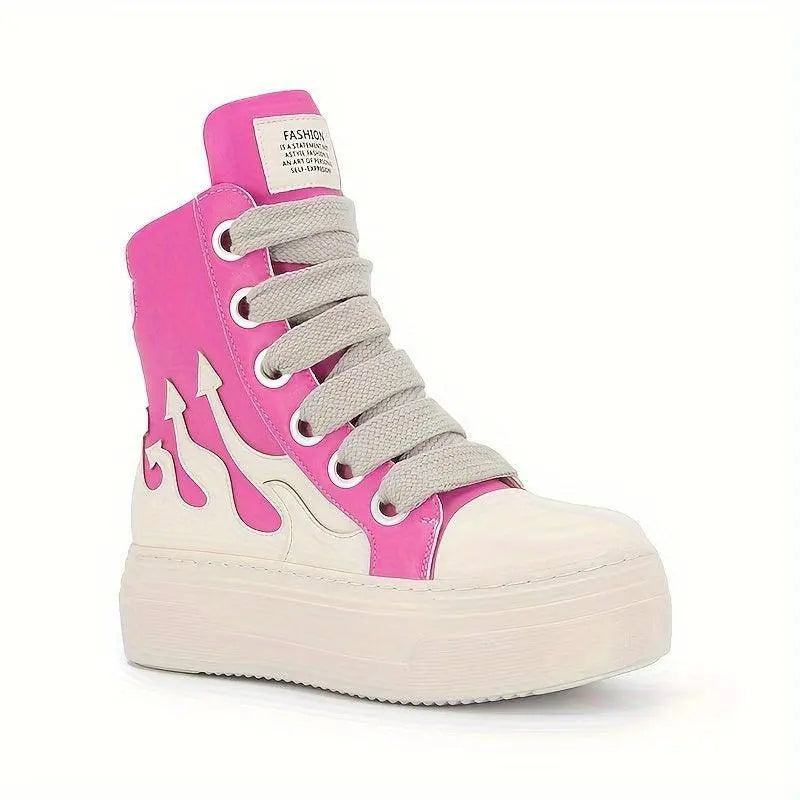 Women's Y2K Platform Ankle Boots, Round Toe Soft Sole Sneakers, Lace-Up Shoes, Fashion Designer Goth Punk Booties SS69